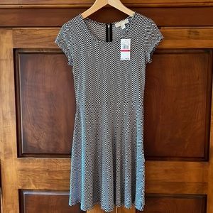 NWT Michael Kors Black and White Herringbone Striped Dress
